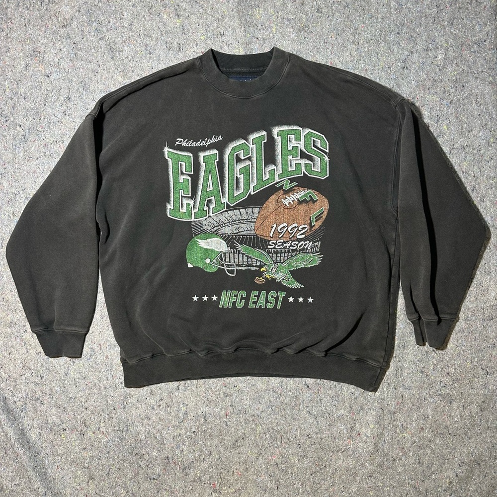 Abercrombie & Fitch NFL Philadelphia Eagles Oversized Sweatshirt XXL Black
